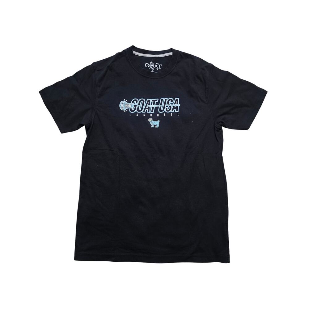Goat USA Mens The Showtime Lacrosse Print Short Sleeve T-Shirt Black Size Small